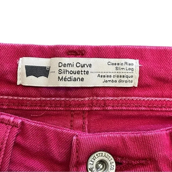Levi’s Demi Curve Silhouette Classic Rise Slim  Leg Fuchsia Jeans Size 26 - Picture 5 of 9